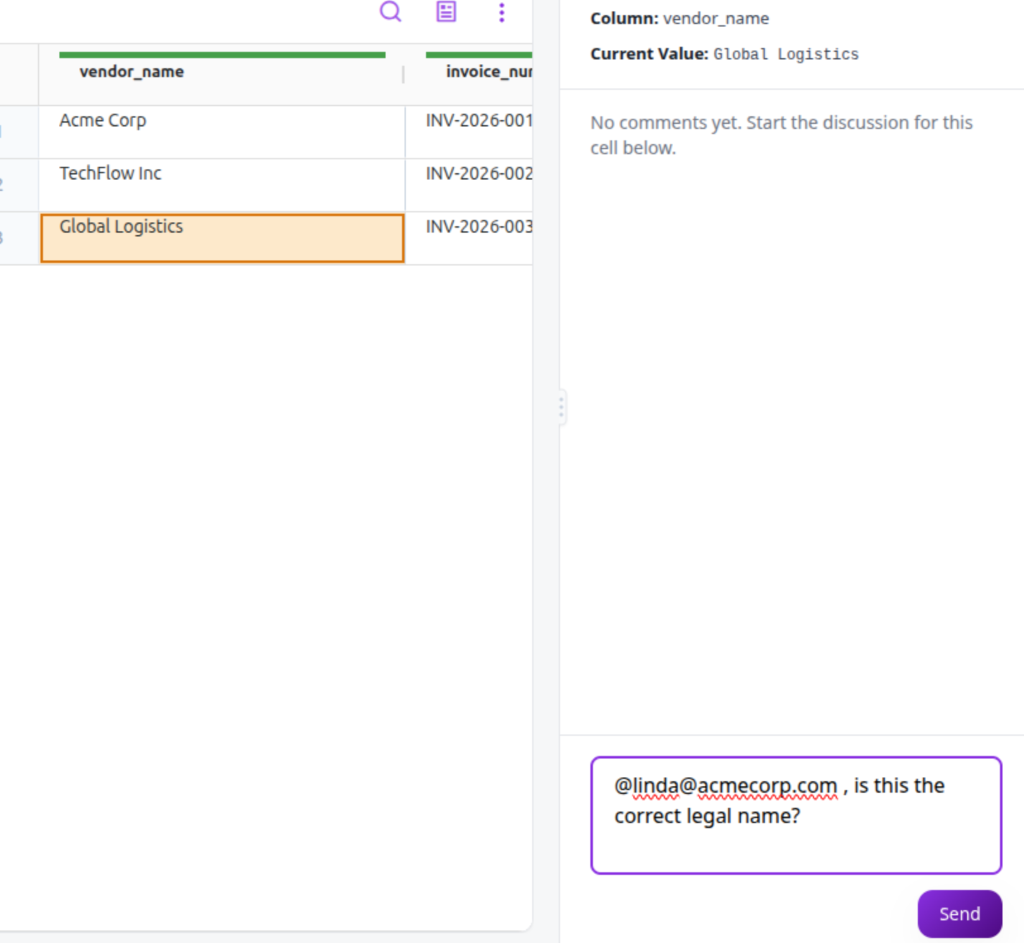 Cell Comment Collaboration with External Data Owner